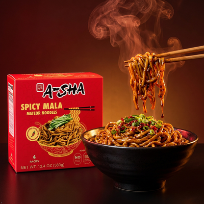 A-Sha Galaxy Noodles with Spicy Sauce, 13.4 oz (Pack of 4) A-Sha