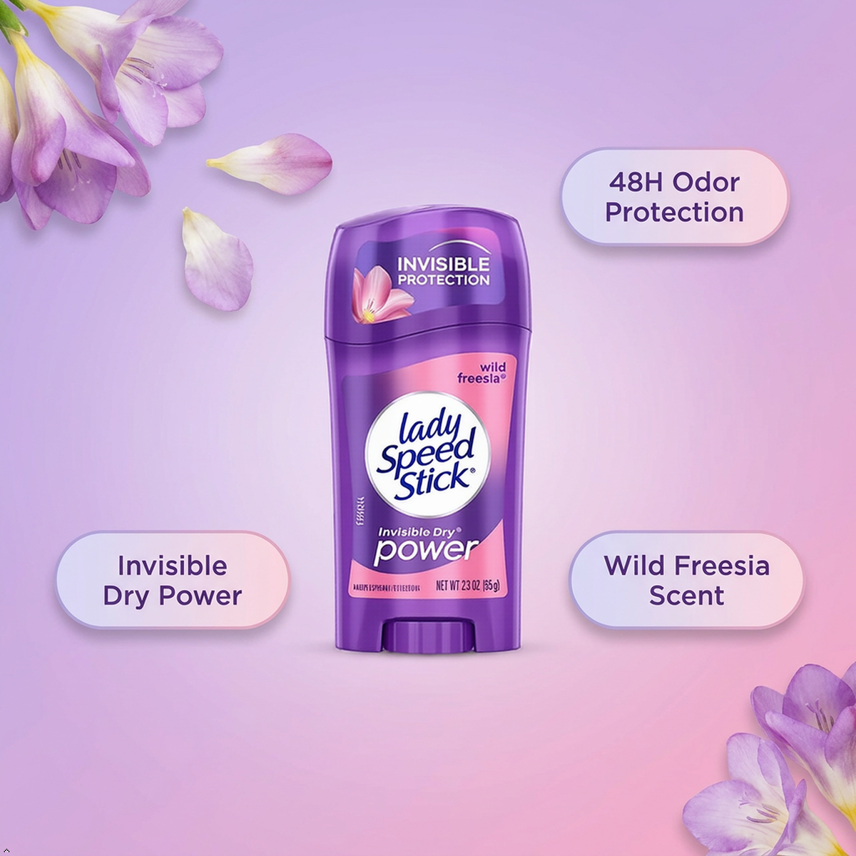 Lady Speed Stick Invisible Dry Antiperspirant, Wild Freesia, 2.3 oz (Pack of 6) Lady Speed Stick