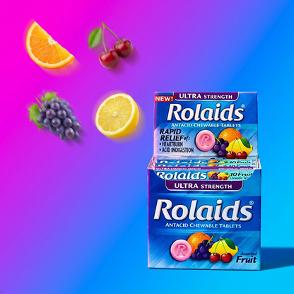Rolaids Ultra Strength Tablets, Fruit, 10 Count (Pack of 12) Rolaids