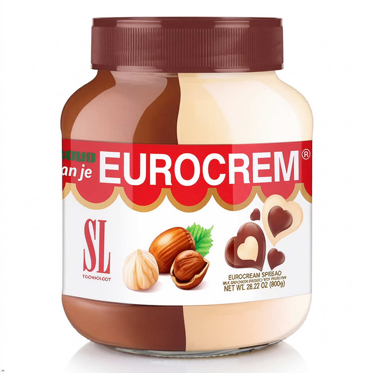 Eurocrem Hazelnut Milk and Cocoa Spread 800g Eurocrem