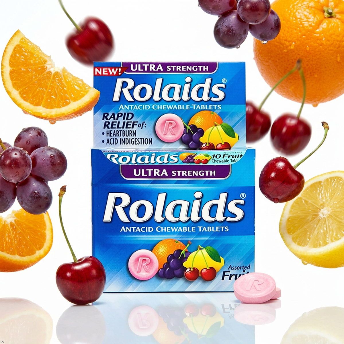 Rolaids Ultra Strength Tablets, Fruit, 10 Count (Pack of 12) Rolaids