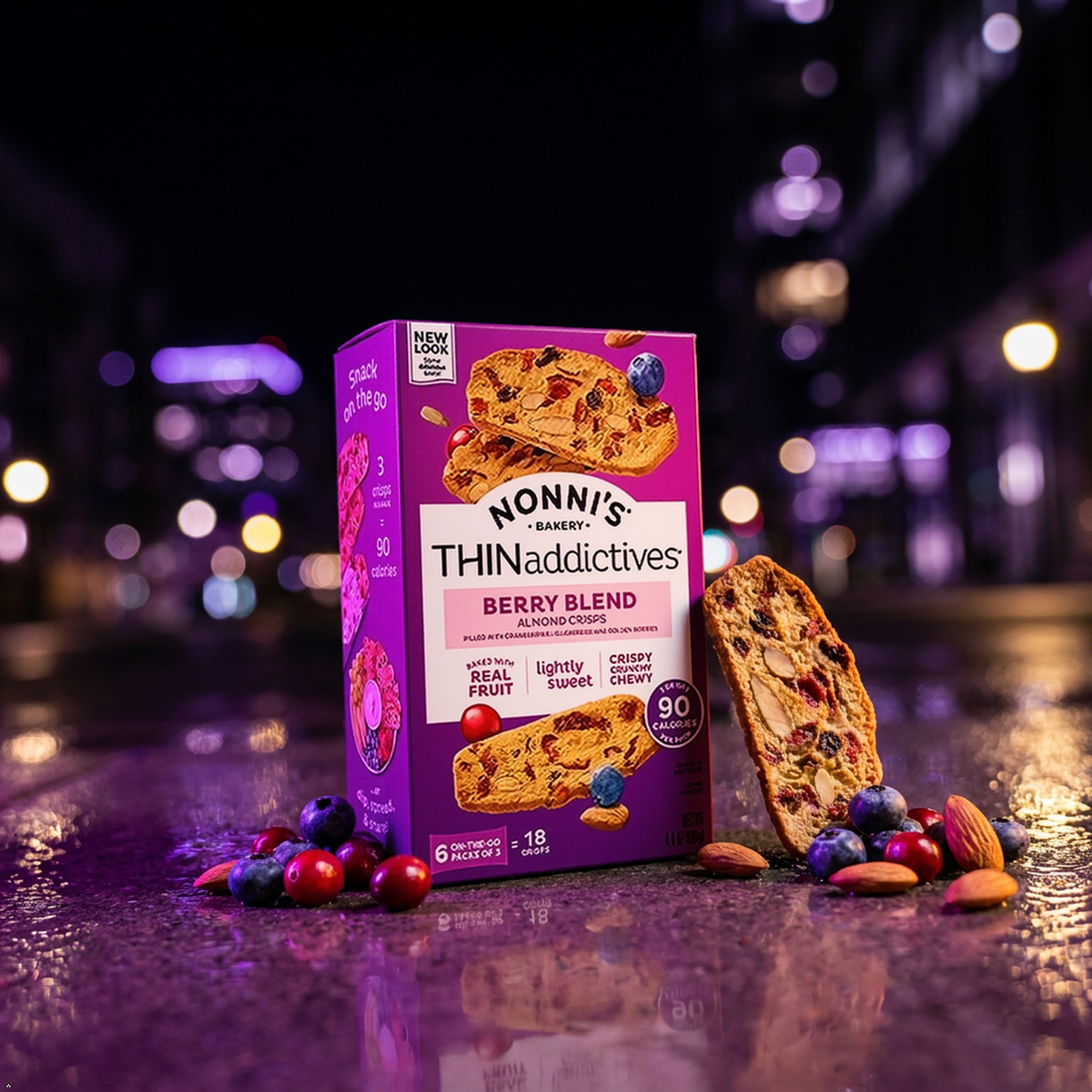 Nonni's THINaddictives Berry Blend Almond Thin Cookies, 4.4 oz (Pack of 3) Nonni's