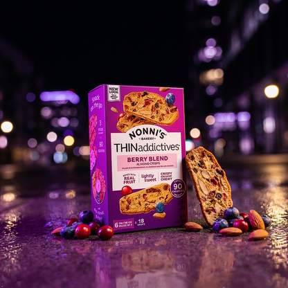 Nonni's THINaddictives Berry Blend Almond Thin Cookies, 4.4 oz (Pack of 3) Nonni's