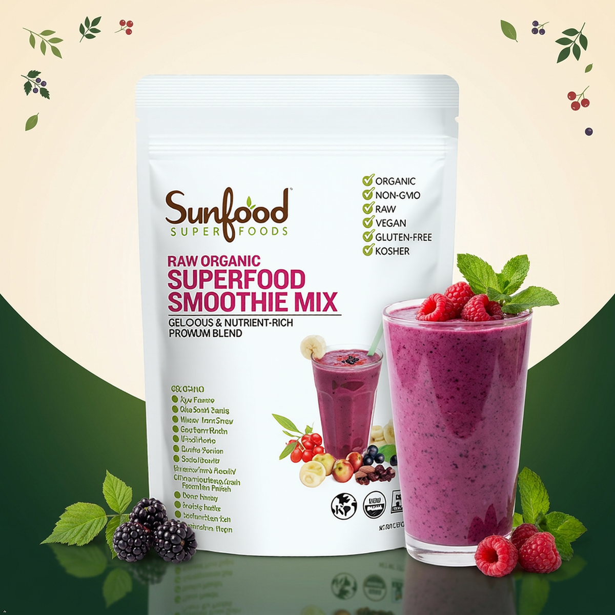 Sunfood Raw Organic Smoothie Mix, 8 oz Sunfood