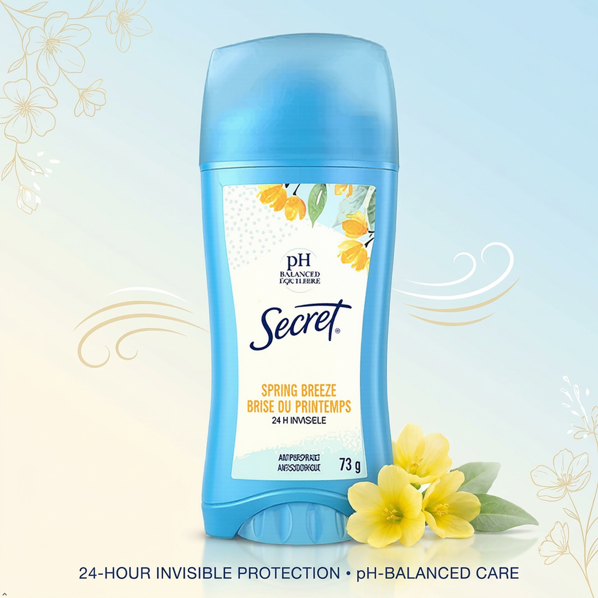 Secret Invisible Solid Antiperspirant and Deodorant, Spring Breeze, 2.6 oz Secret