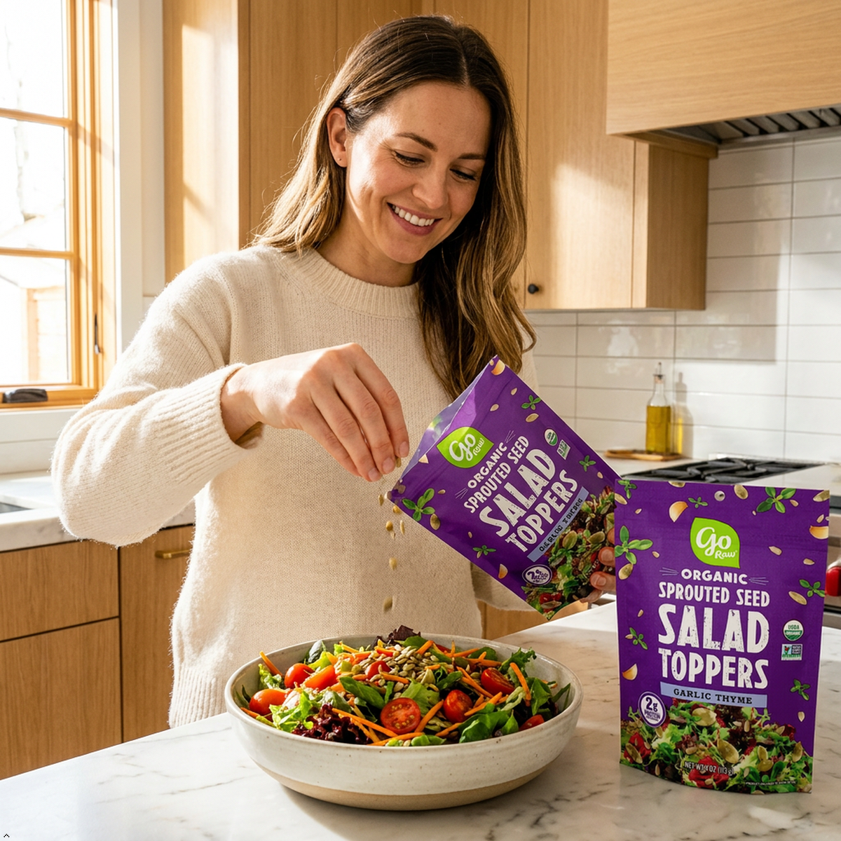Go Raw - Organic Sprouted Seed Salad Toppers Garlic Thyme - 4 oz Go Raw