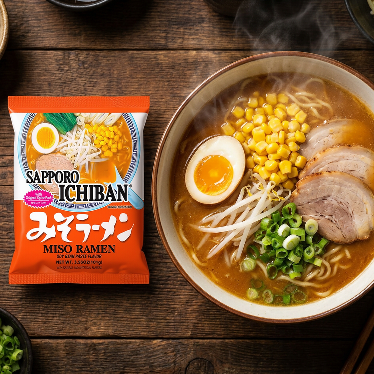 Sapporo Ichiban Miso Ramen Noodles, 3.5 oz, 24 Pouches Sapporo Ichiban