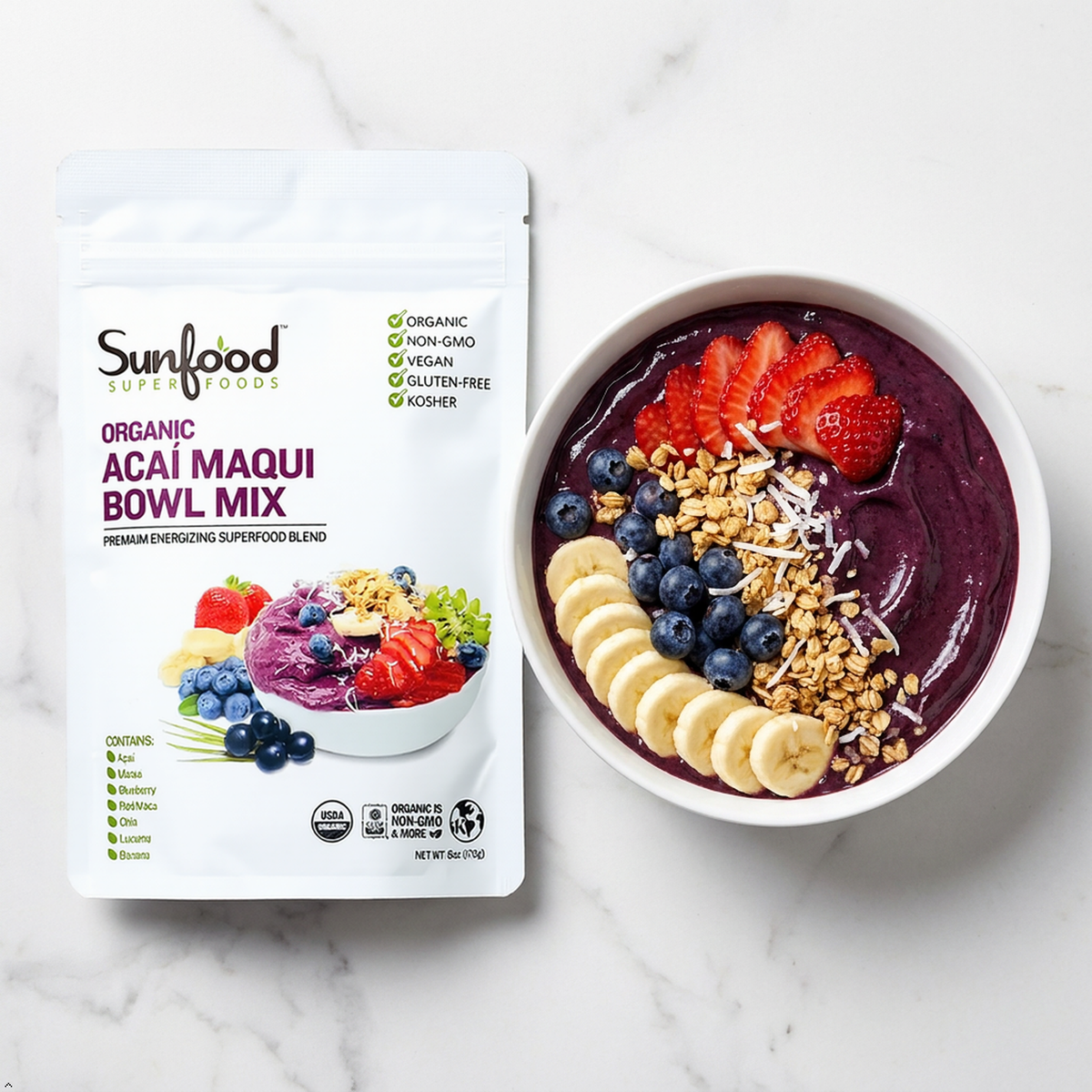 Sunfood Organic Acai Maqui Bowl Mix, 6 oz Sunfood Superfoods