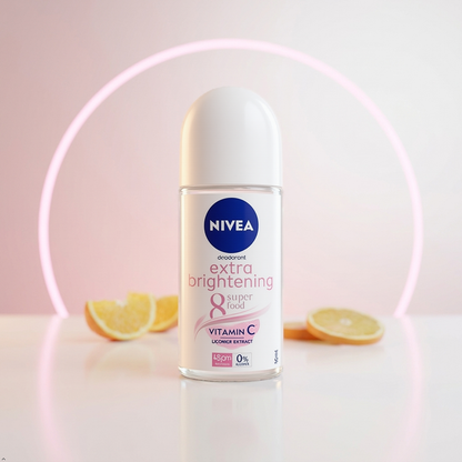 NIVEA Extra Brightening Flavor, Roll-On Deodorant, Alcohol-Free (Pack of 3) NIVEA