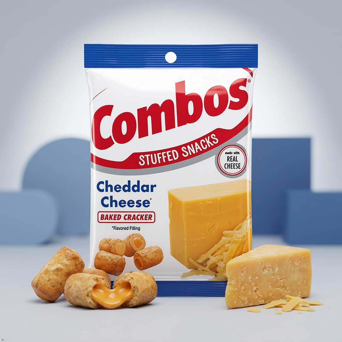 COMBOS Cheddar Cheese Cracker Baked Snacks 6.3-Ounce Bag COMBOS