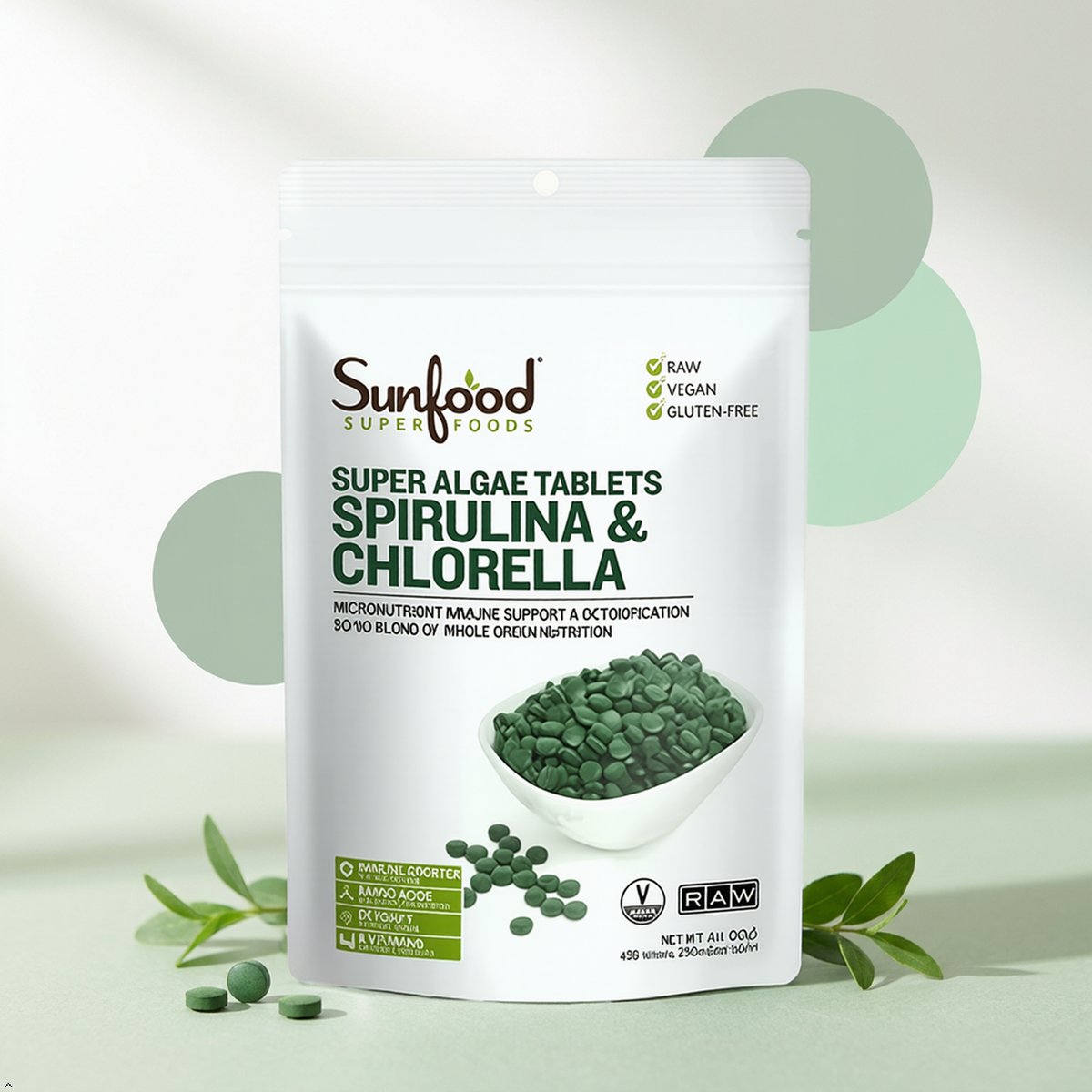 Sunfood Chlorella Spirulina Tablets, 4 oz Sunfood Superfoods