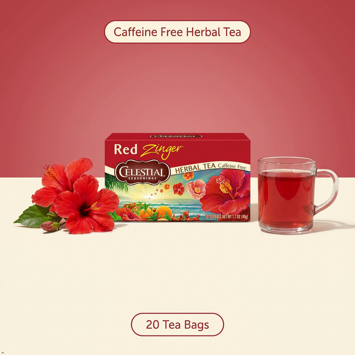 Celestial Seasonings Red Zinger Caffeine-Free Herbal Tea, 20 Bags (Pack of 3) Celestial Seasonings