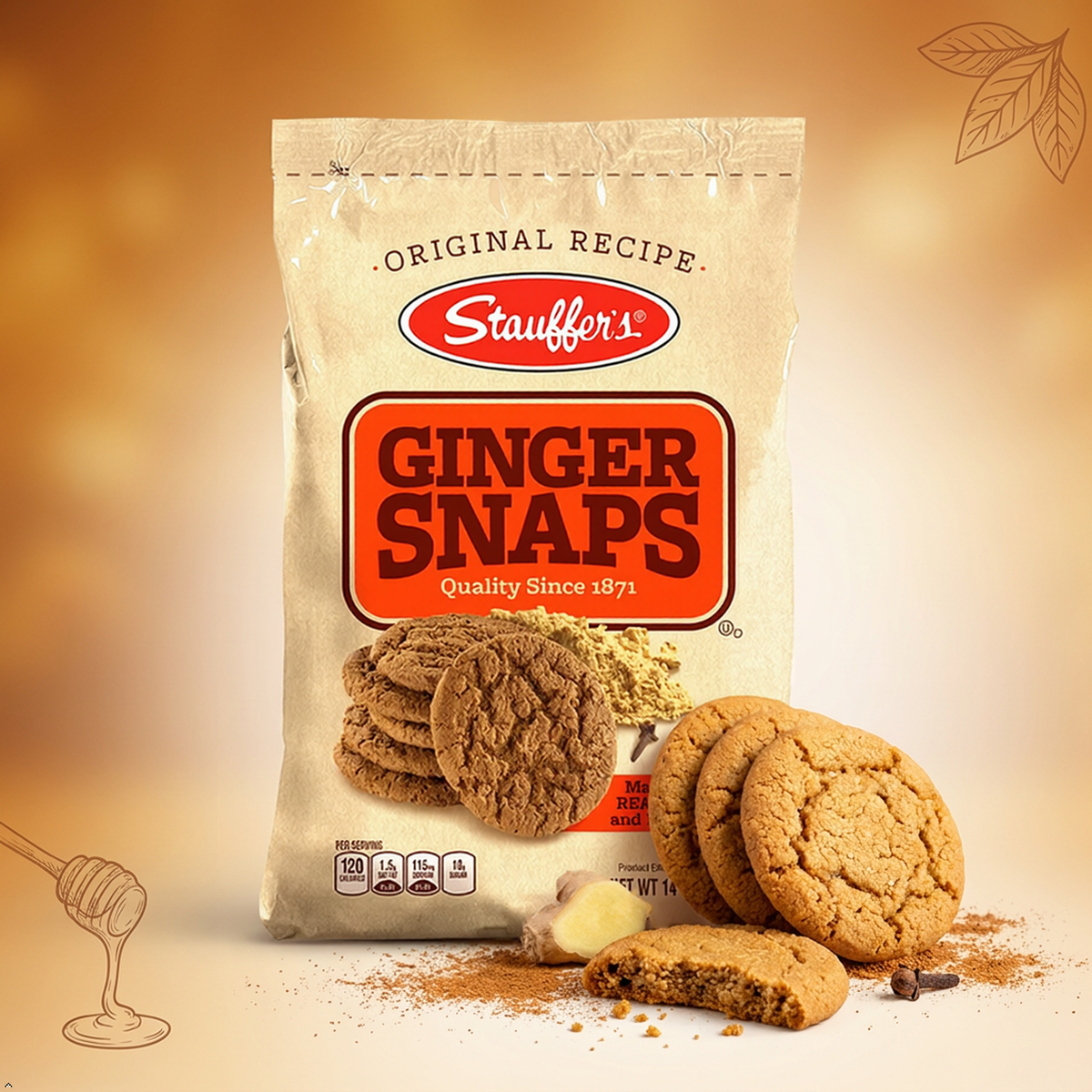 Stauffers Ginger Snaps Bag, 14-Ounce Bags (Pack of 6) Stauffers