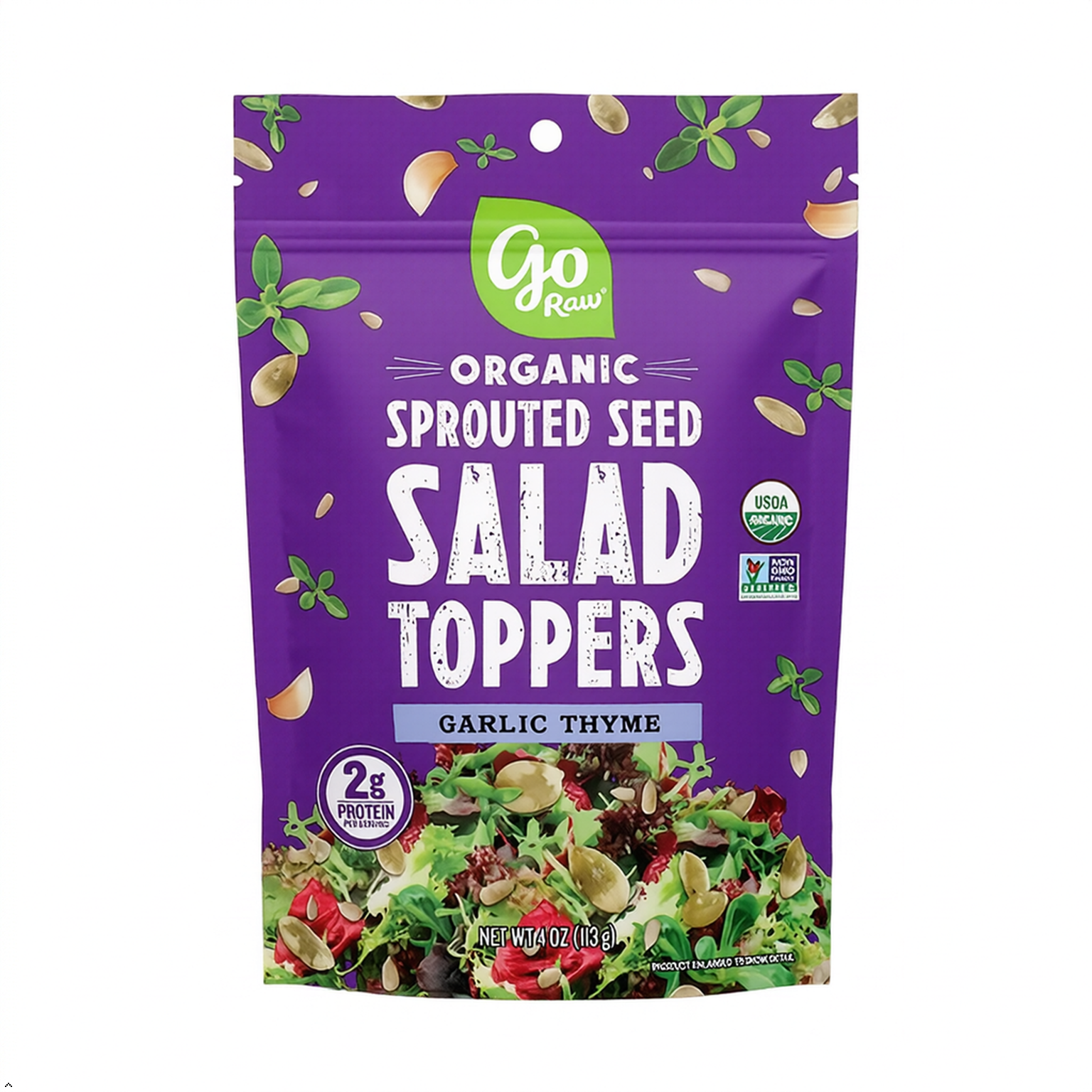 Go Raw - Organic Sprouted Seed Salad Toppers Garlic Thyme - 4 oz Go Raw