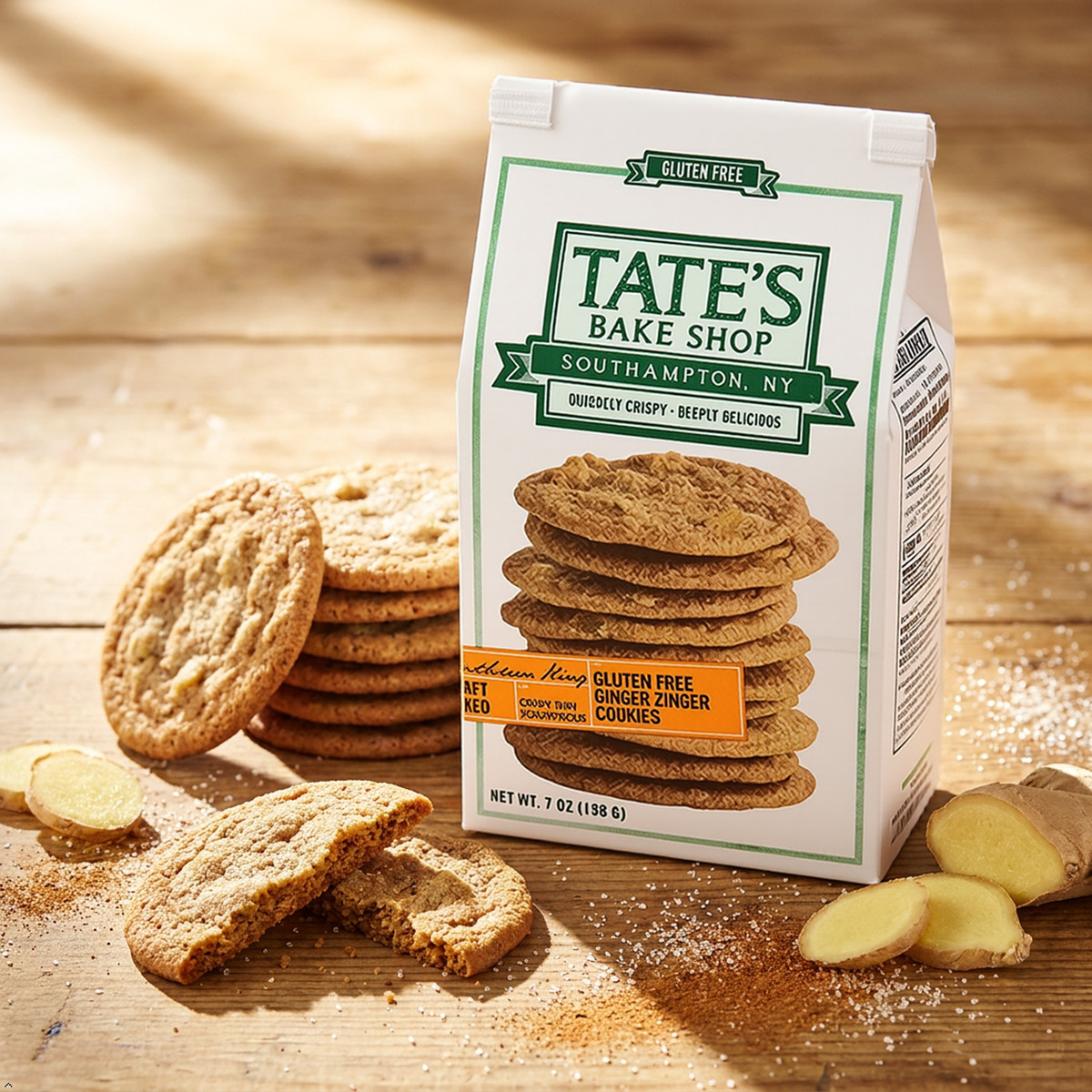 Tate's Bake Shop Gluten Free Ginger Zinger Cookies, 7 oz (Pack of 2) Tate's Bake Shop