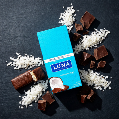 LUNA BAR - Snack Bars - Chocolate Dipped Coconut Flavor -8g of protein LUNA