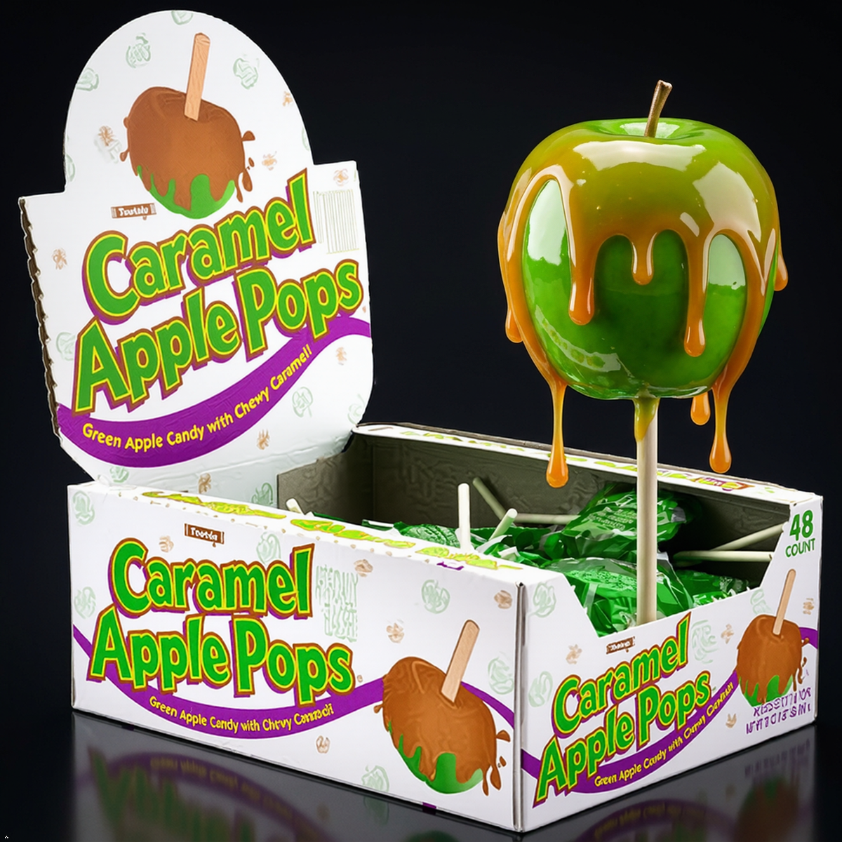 Tootsie Roll Caramel Pops Package APPLE 48 Count Tootsie Roll