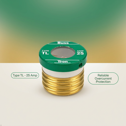 Bussmann TL-25PK4 25 Amp Time Delay Edison Base Plug Fuse, 125V (Pack of 4) Bussmann