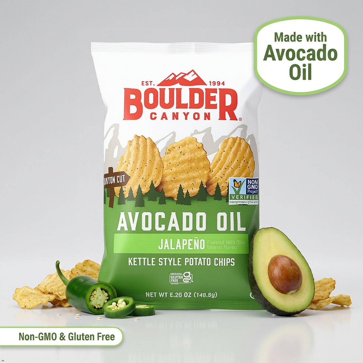 Boulder Canyon, Chips Avocado Oil Jalapeno, 5.25 oz Boulder Canyon