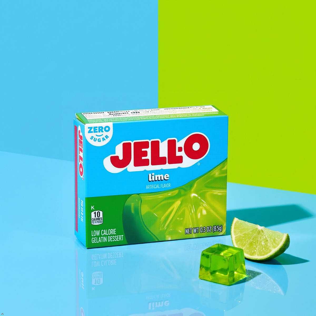 Jell-O Lime Artificially Flavored Zero Sugar Low Calorie Gelatin (Pack of 4) Jell-O