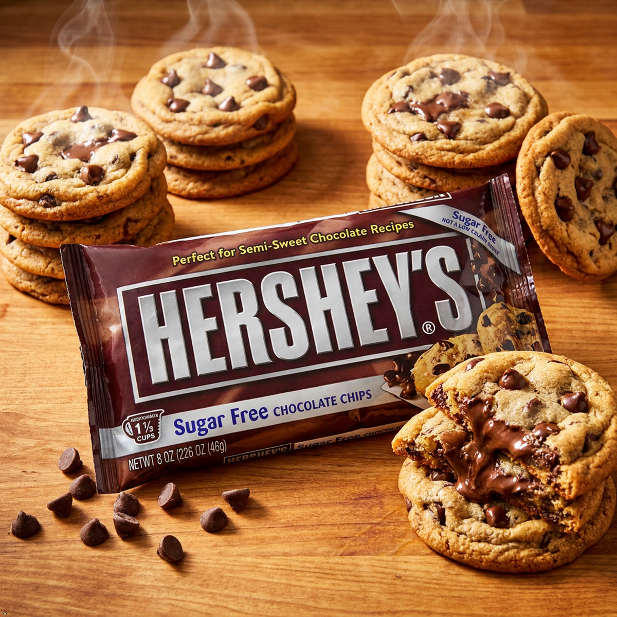 Hershey's Sugar Free Semi-Sweet Chocolate Baking Chips, 8 oz (Pack of 6) Hershey's