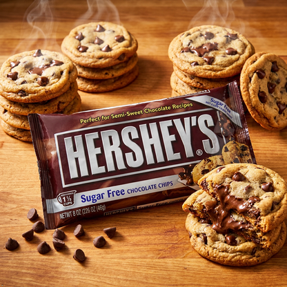 Hershey's Sugar Free Semi-Sweet Chocolate Baking Chips, 8 oz (Pack of 6) Hershey's