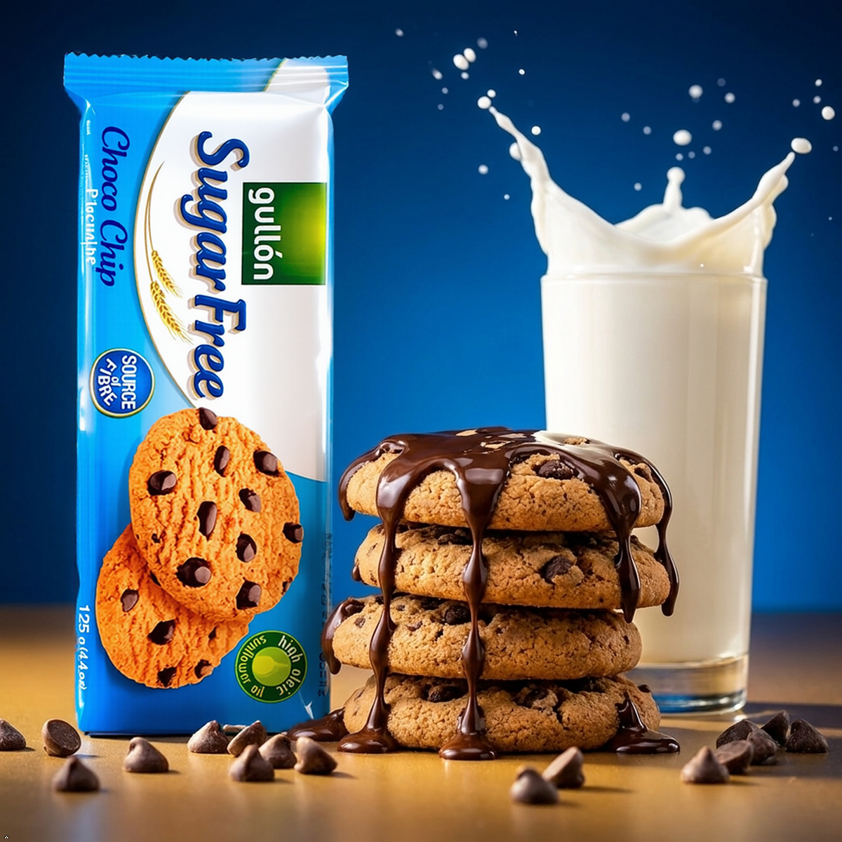 Gullon Sugar Free Chocolate Chip Biscuits, 125 g (Pack of 4) GullÃƒÂ³n