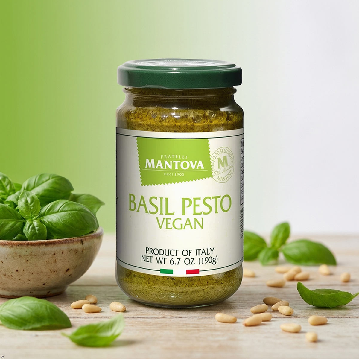 Mantova Vegan Basil Pesto, 6.7 oz (Pack of 2), Product of Italy Mantova
