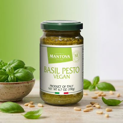 Mantova Vegan Basil Pesto, 6.7 oz (Pack of 2), Product of Italy Mantova