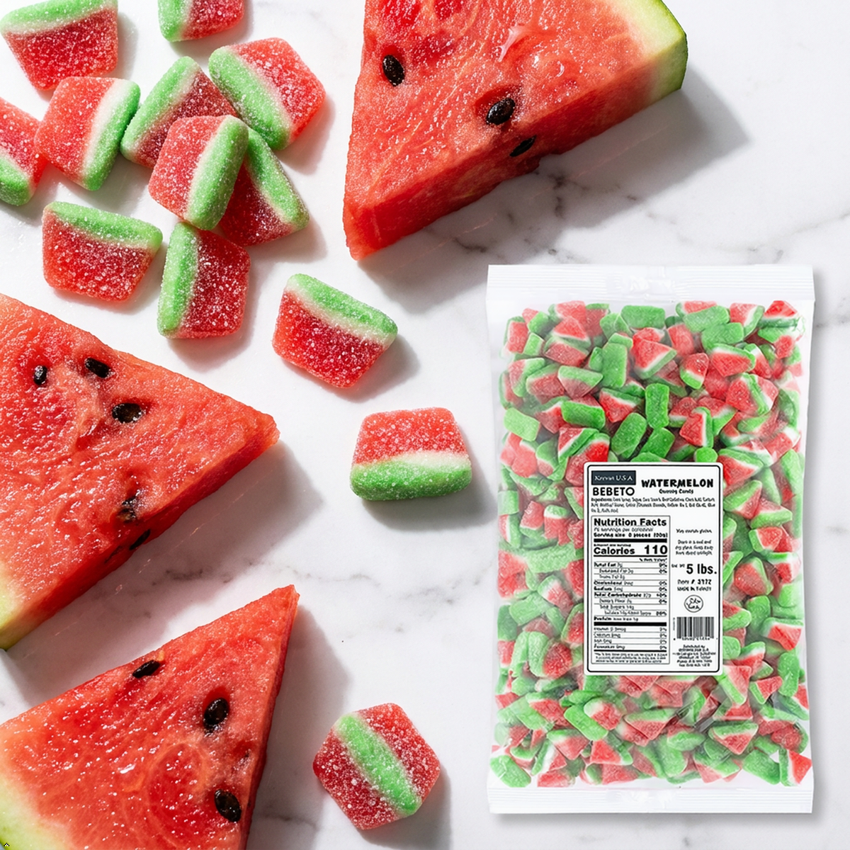 Kervan Watermelon Slices, Sour Gummy Candy, 5 lb Bulk Bag Kervan
