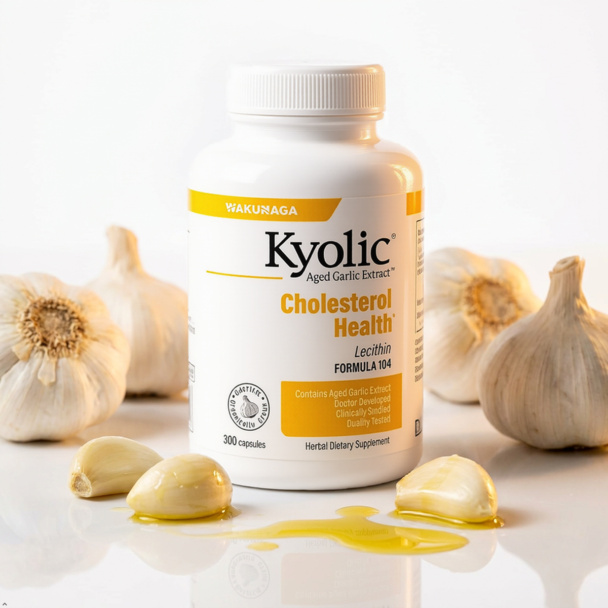 Kyolic Aged Garlic Extract Cholesterol Health\* Formula 104, 300 Capsules Kyolic