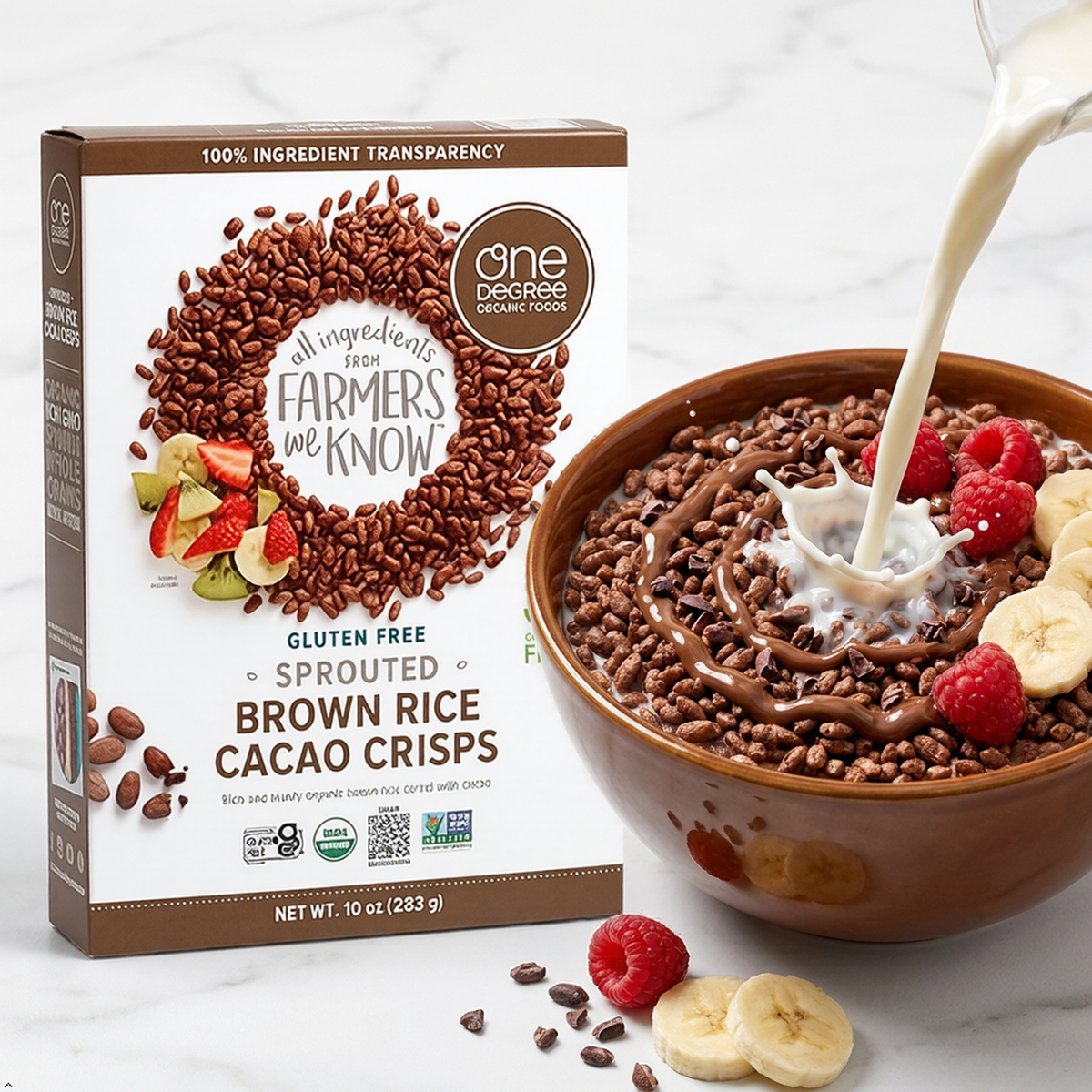 One Degree Organics Sprouted Brown Rice Cacao Crisps Cereal, 10 oz One Degree Organics