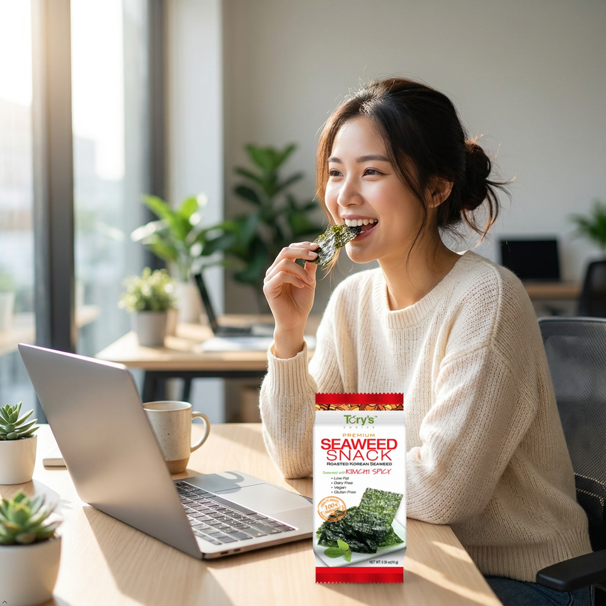 Tory's Choice Roasted Seaweed Snacks, Kimchi Spicy, 0.35 oz (Pack of 10) Tory's Choice