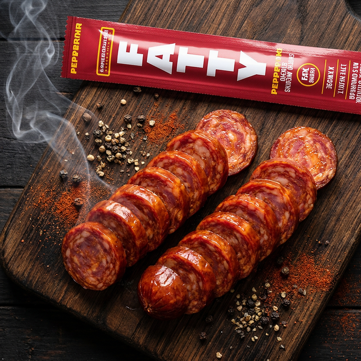 FATTY Smoked Pork Meat Sticks Raised Without Antibiotics (Pack of 20) FATTY