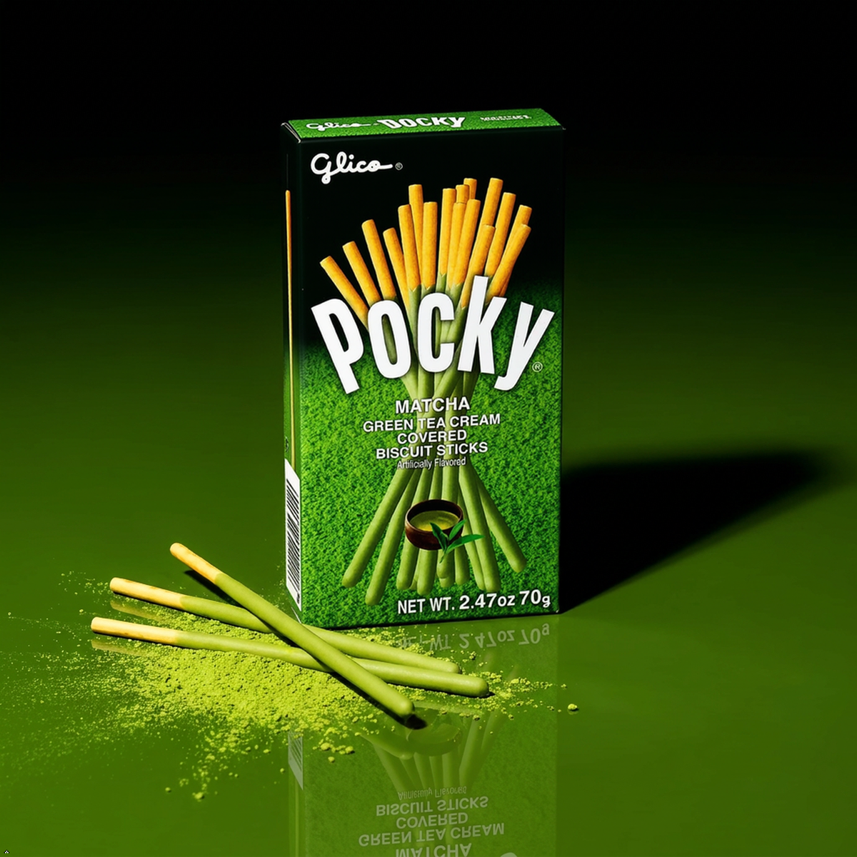 Glico Pocky Matcha Green Tea Biscuit Sticks, 70 g (Pack of 3) Pocky