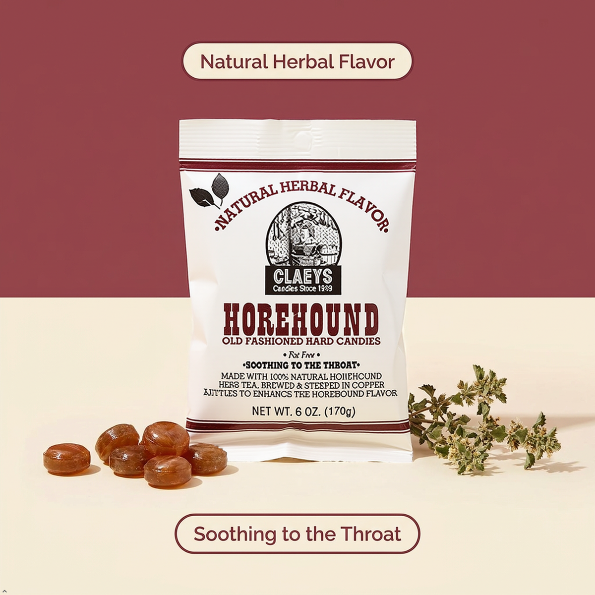 Claeys HOREHOUND HARD CANDY6 oz (A) Claeys