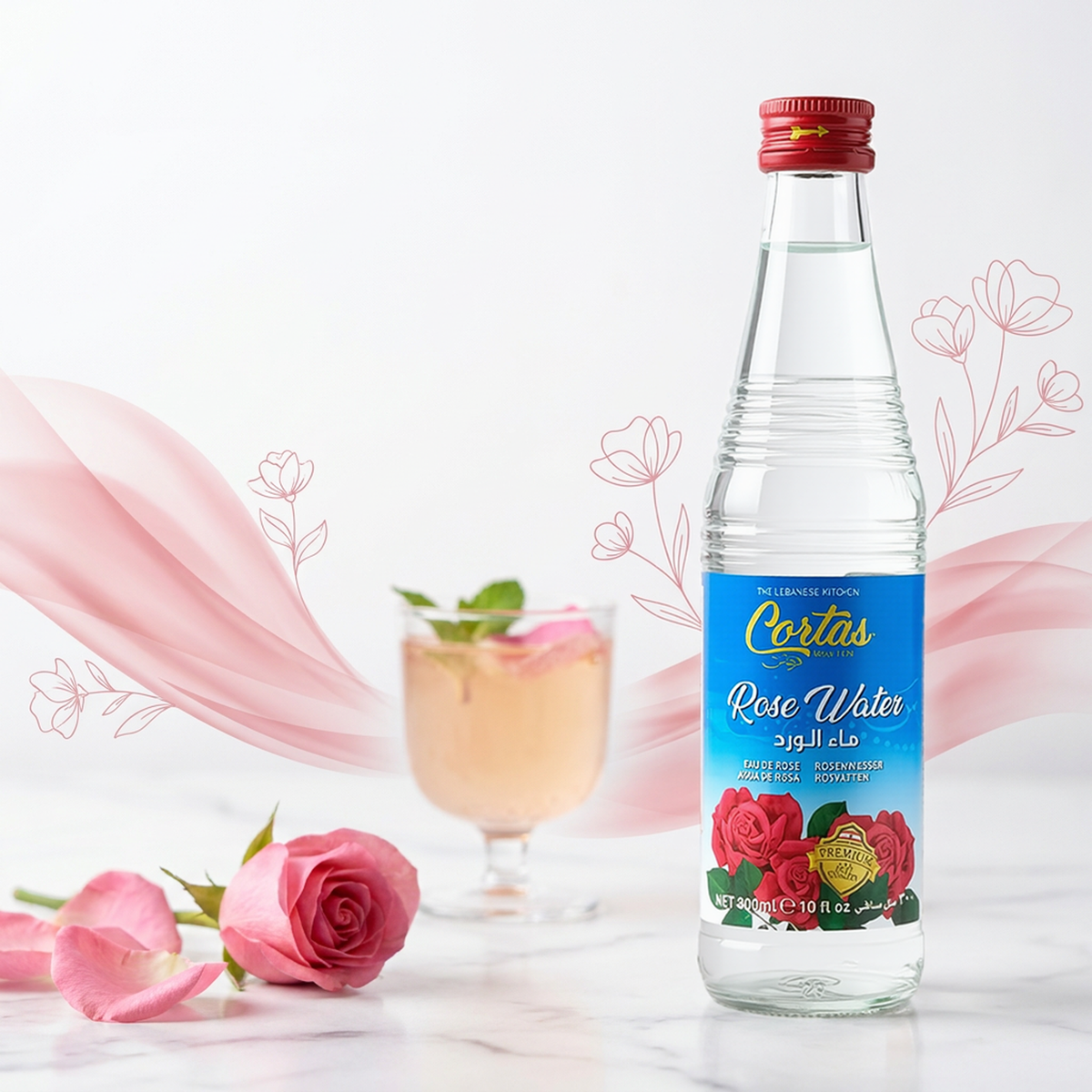 Cortas Premium Rose Water 10 oz - Pack 2 Cortas