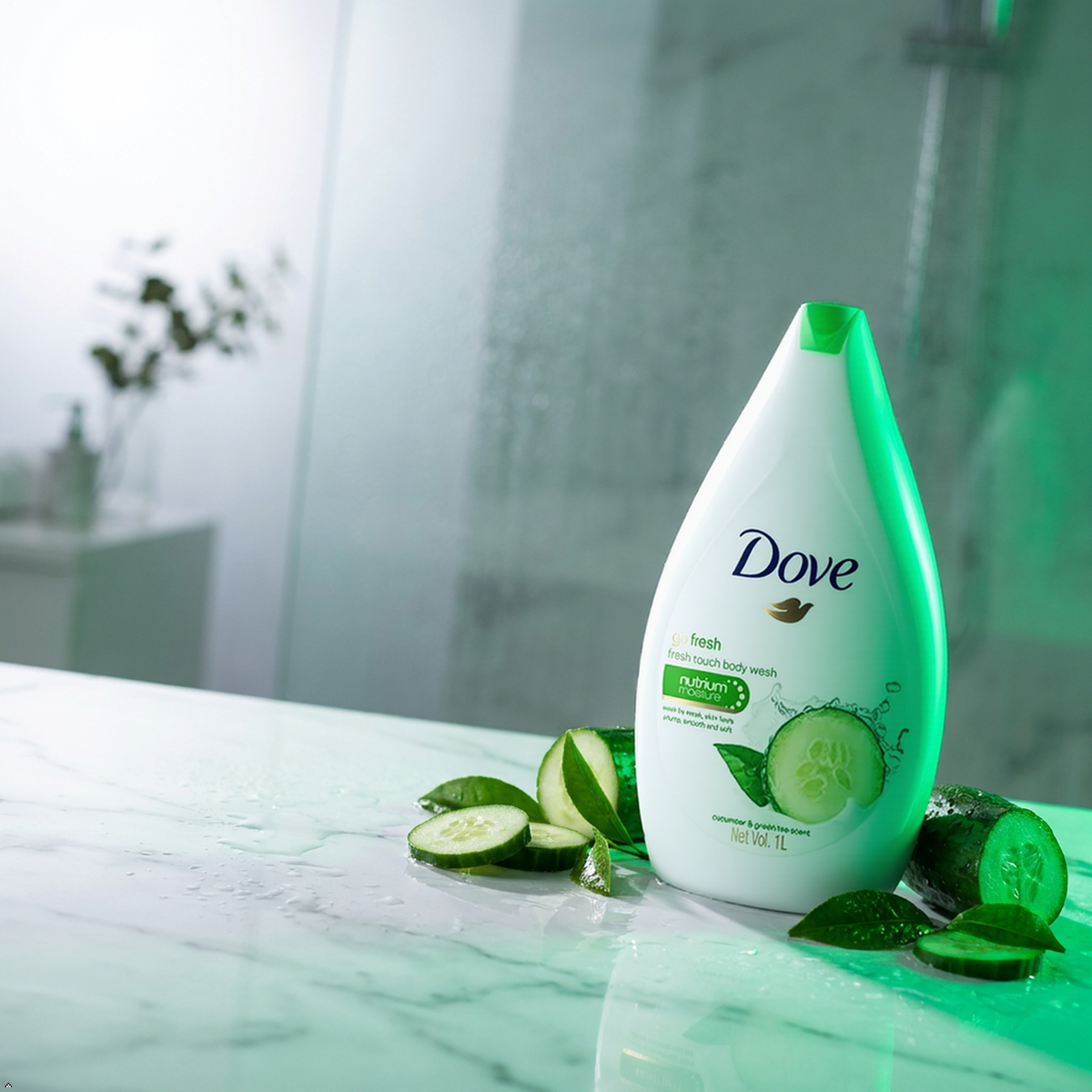 Dove Go Fresh Nourishing Body Wash, Cucumber & Green, 33.8 fl oz (Pack of 2) Dove