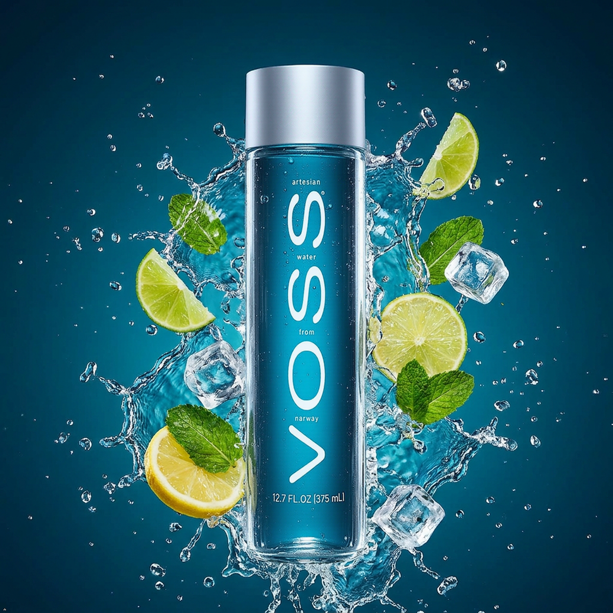 Voss Artesian Still Water, 375 mL 12.7 oz Glass Voss