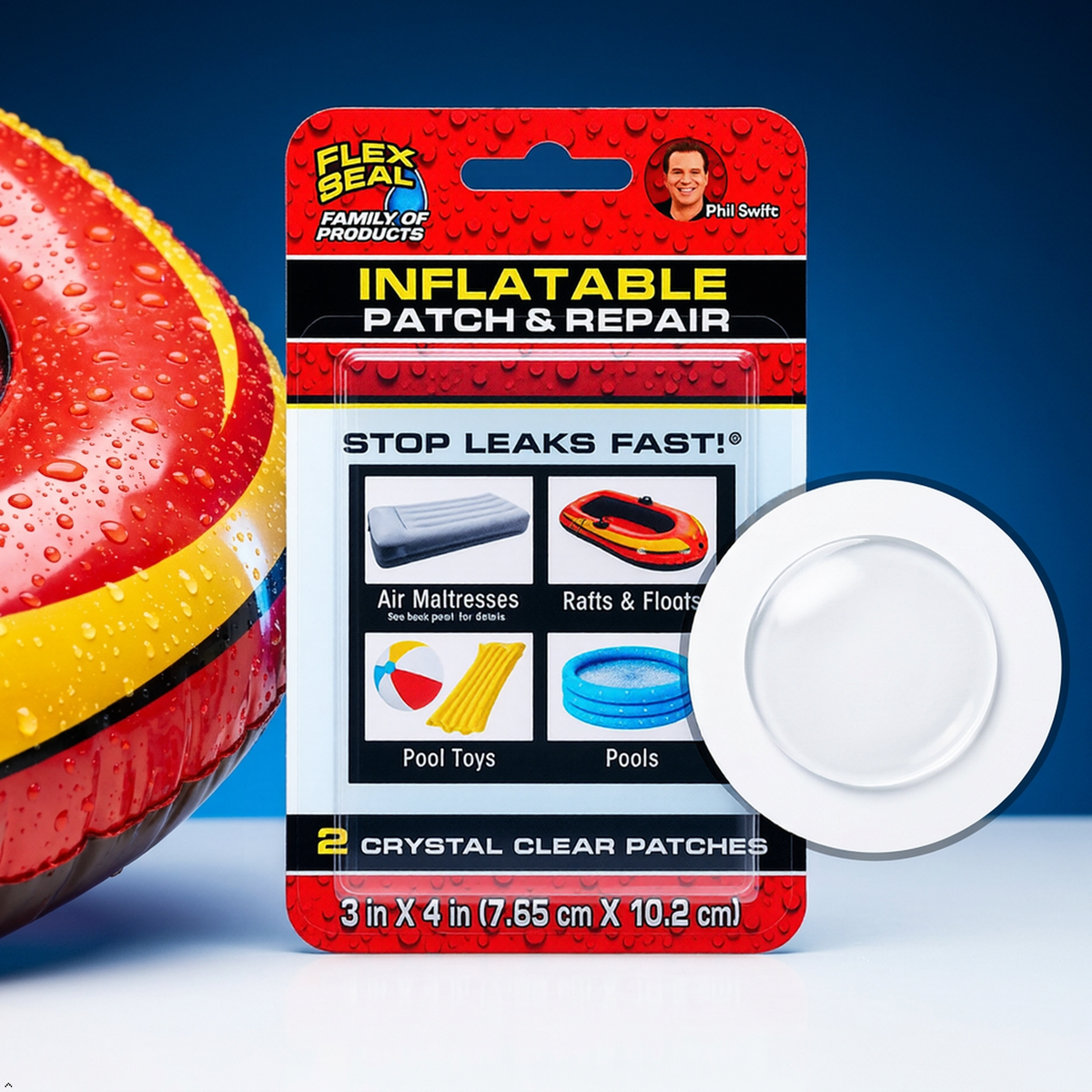 Flex Seal Patch & Repair Kit for Air Mattresses, Rafts, Pool Toys - 2 Clear Flex Seal