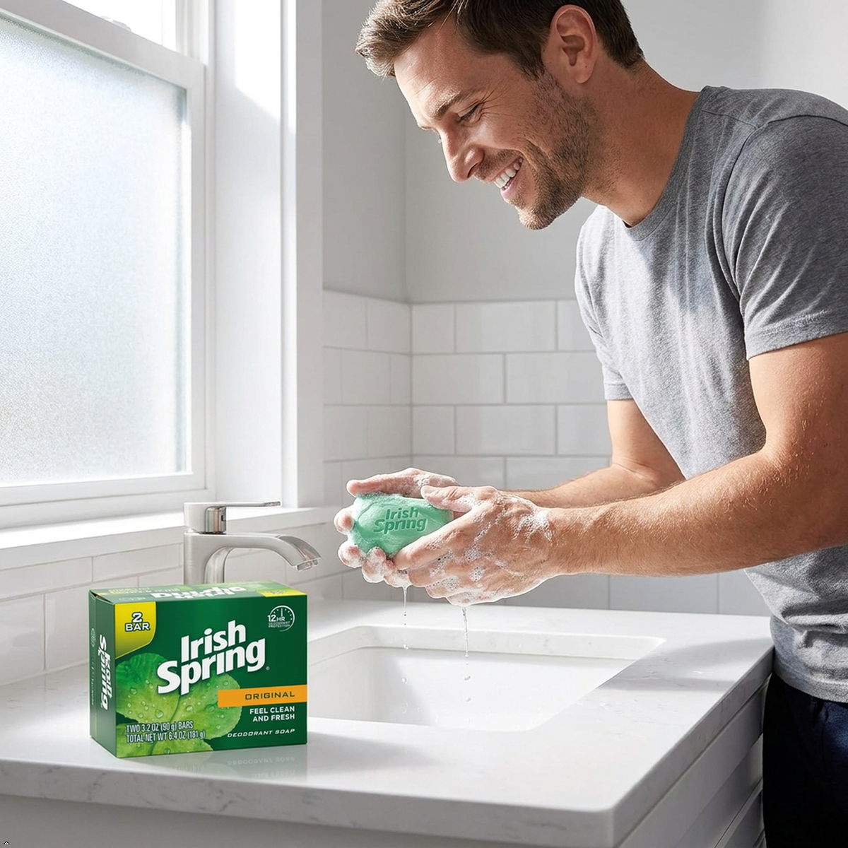 Irish Spring Original Scent Bar Soap 3.2 oz (Pack of 2) Irish Spring