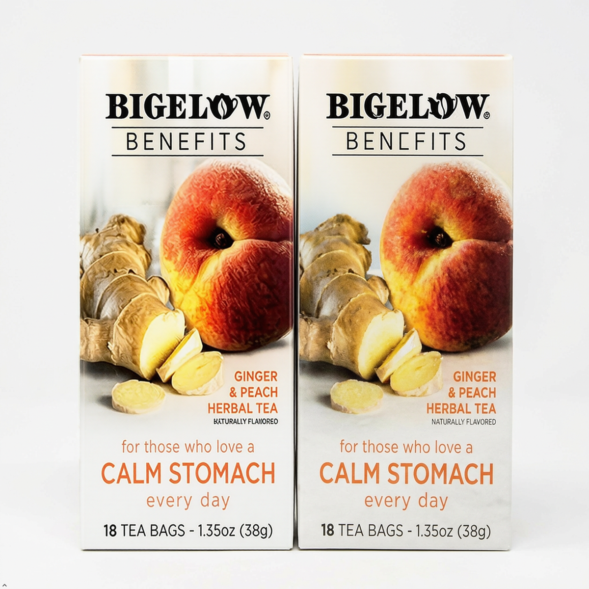 Bigelow Benefits Herbal Tea Ginger Peach, 18 Count (Pack of 2) Bigelow