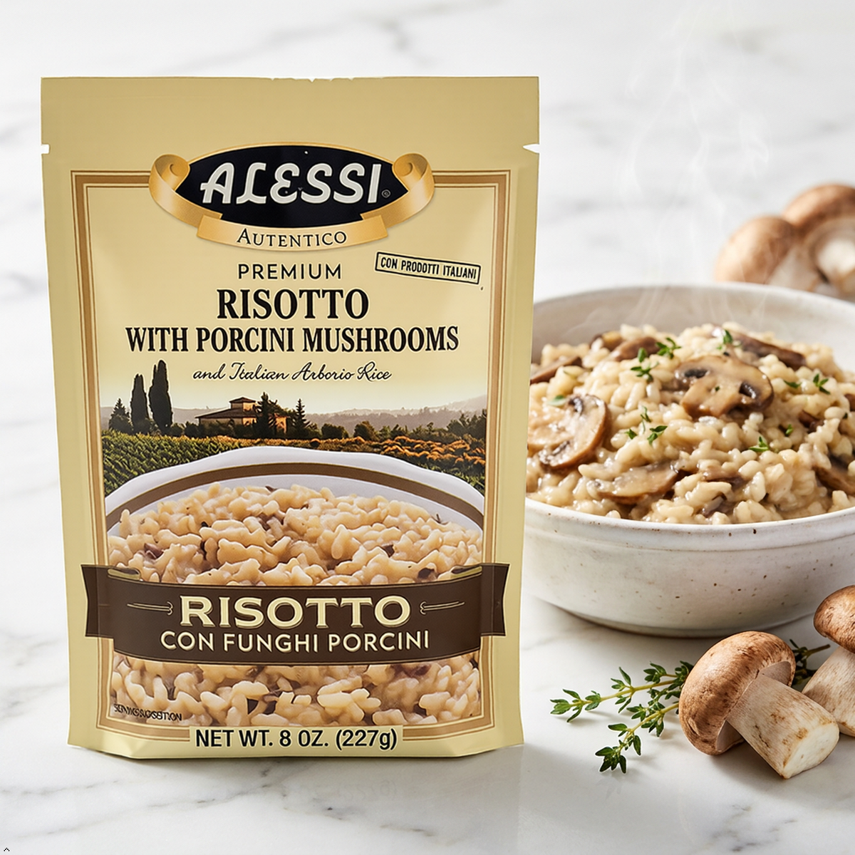 Alessi Porcini Mushroom Risotto, Italian Arborio Rice, 8 oz Alessi