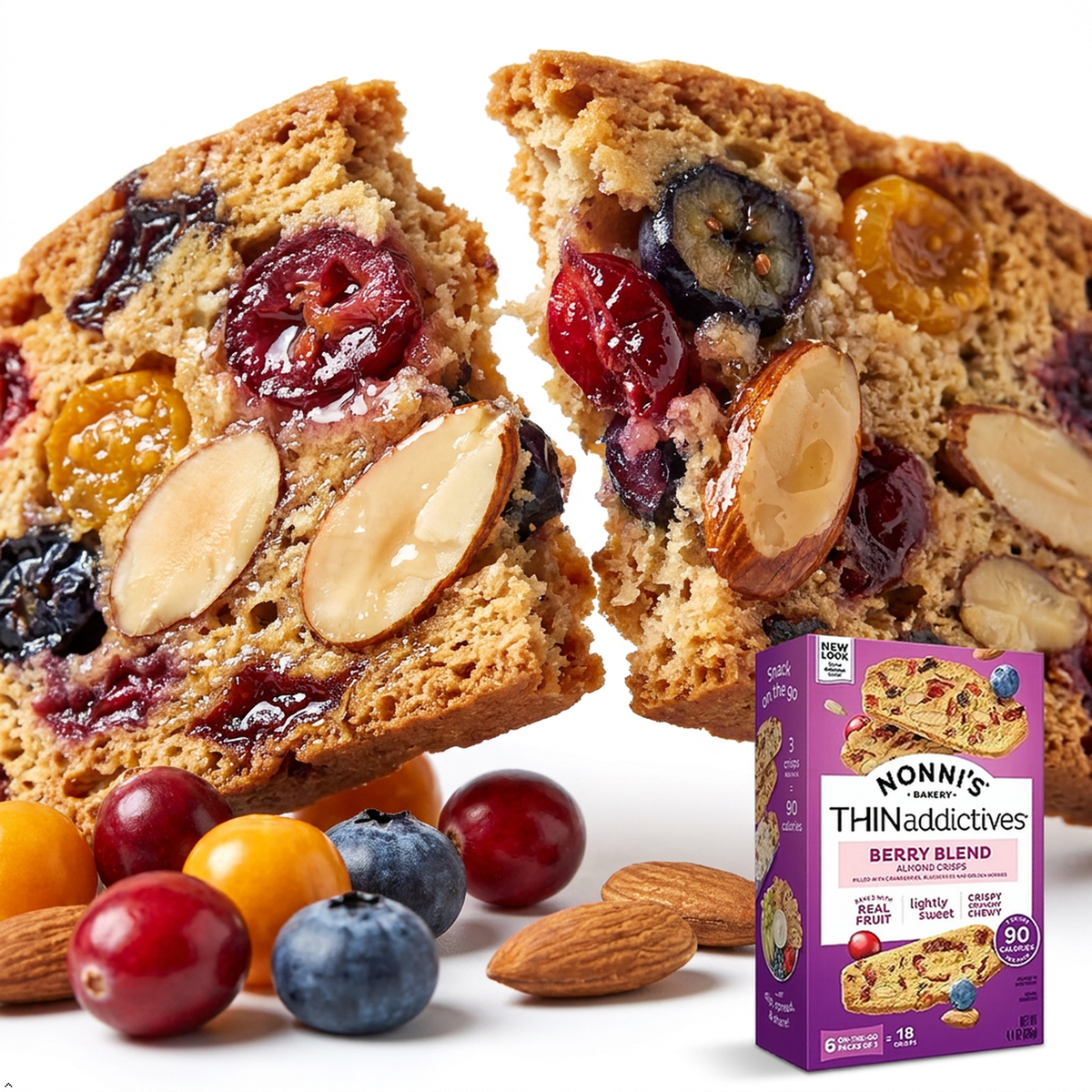 Nonni's THINaddictives Berry Blend Almond Thin Cookies, 4.4 oz (Pack of 3) Nonni's