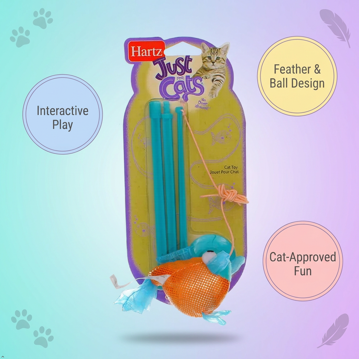 Hartz 88538 At Play Gone Fishin Cat Toy Assorted Colors Hartz