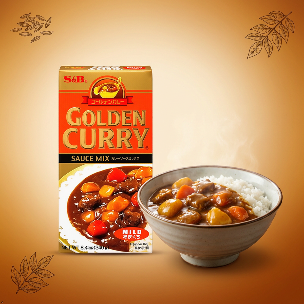 S&B Mild GOLDEN CURRY Sauce Mix 8.4 oz (Pack of 2) S&B