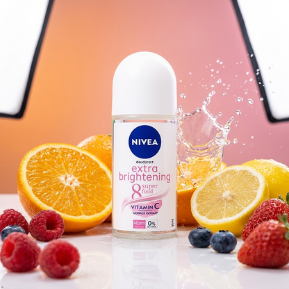 NIVEA Extra Brightening Flavor, Roll-On Deodorant, Alcohol-Free (Pack of 3) NIVEA