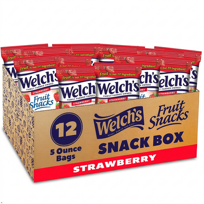 Welch's Fruit Snacks, Strawberry, Perfect for School Lunches (Pack of 12) Welch's