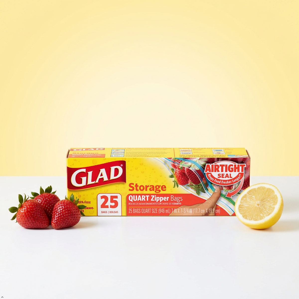 Glad Zipper Food Storage Plastic Bags - Quart - 25 Count Glad