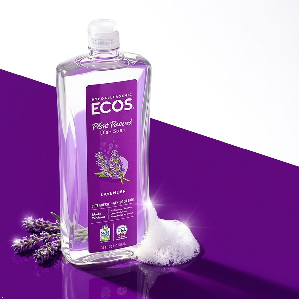 ECOS Hypoallergenic Dish Soap, Natural Lavender, 25 fl oz (Pack of 2) ECOS